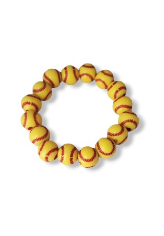 Yellow Softball Acrylic Bead Bracelet