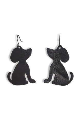 Black Dog Leather Earrings