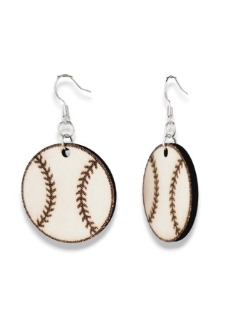 Baseball Laser-Cut Wooden Earrings