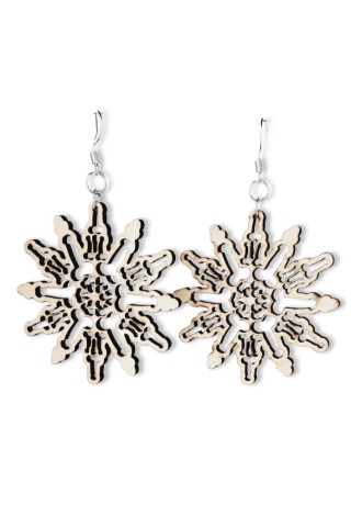 Wooden Snow Flake Penis Earrings