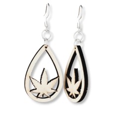 Cannabis Wooden Earring in Tear Drop (Unpainted)