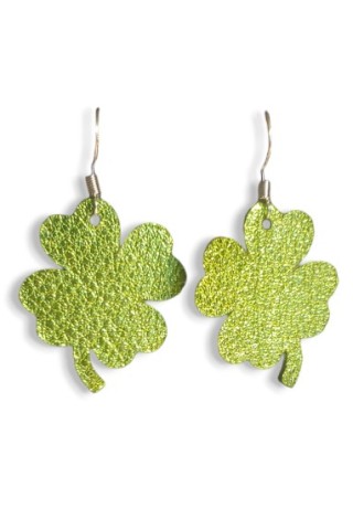 Shamrock Leather Earrings (Light Green)