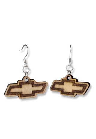 Chevy Emblem Laser-Cut Wooden Earrings