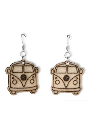 VW Van Laser-Cut Wooden Earrings
