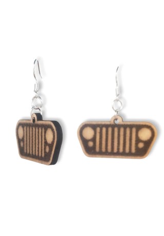 Jeep Grill Laser-Cut Wooden Earrings