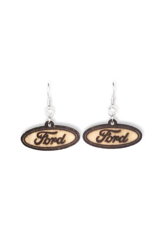 Ford Laser-Cut Wooden Earrings