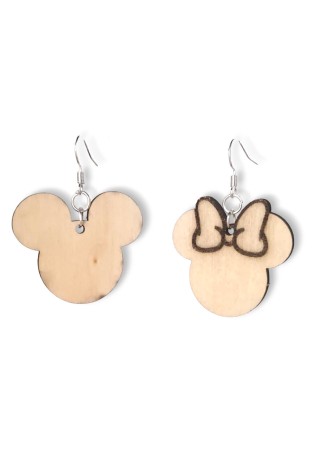 Mickey and Minnie Laser-Cut Wooden Earrings