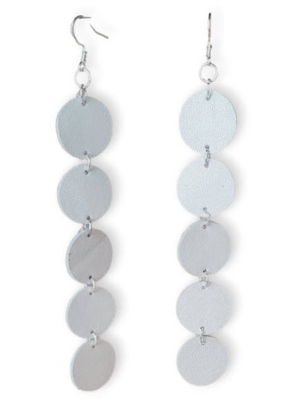 Five Dangling Round Leather Earrings