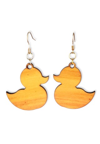 Authentic Yellow Wood Ducks Laser-Cut Wooden Earrings (Large)