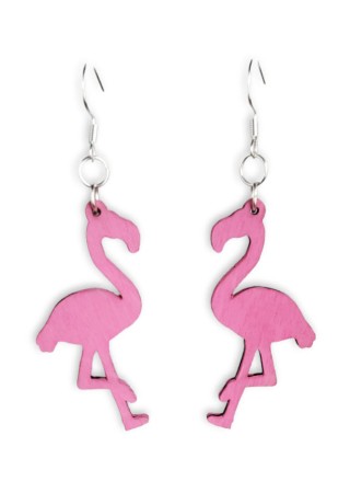 Flamingo Laser-Cut Wooden Earrings