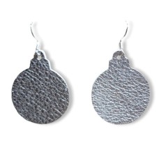 Silver Leather Ornament Earrings