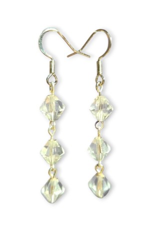 Clear Preciosa Crystal Bi-Cone Bead Earrings