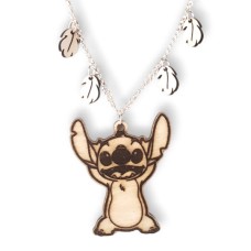 Stitch Laser-Cut Wooden Necklace 