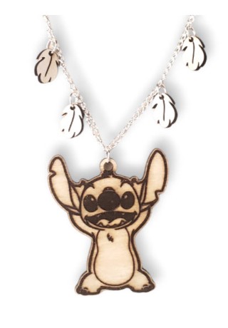 Stitch Laser-Cut Wooden Necklace 