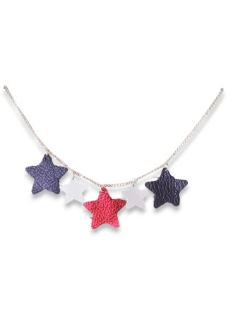 Red, White, and Blue Stars (5 - Red Center) Leather Earrings