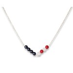 Blue, Red, and White Crystal Pearl Bead Chain Necklace 