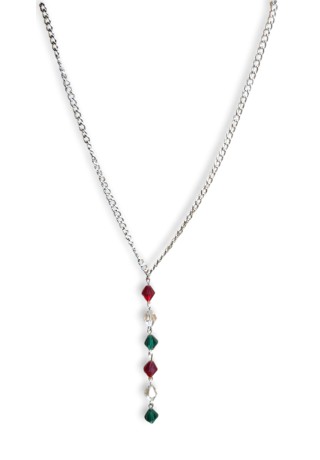 Christmas Red, Green and Clear Preciosa Crystal Chain Necklace