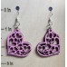 Hearts within a Heart Laser-Cut Wooden Earrings (Pink)