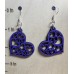 Hearts within a Heart Laser-Cut Wooden Earrings (Blue)