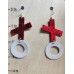 Red & White X's & O's Leather Earrings