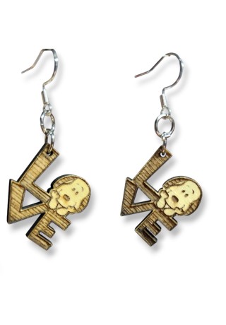 Love Snoopy Laser-Cut Wooden Earrings (Small)