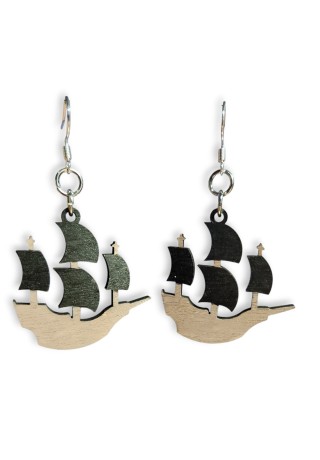 Pirate Ship (Black Sails) Laser-Cut Wooden Earrings