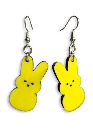 Yellow Peeps Laser-Cut Wooden Earrings