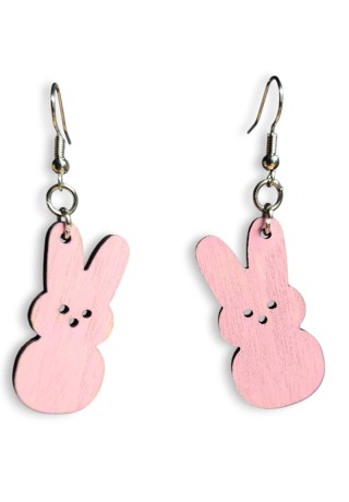 Pink Peeps Laser-Cut Wooden Earrings