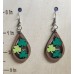 Three Shamrocks in a Teardrop Laser-Cut Wooden Earrings