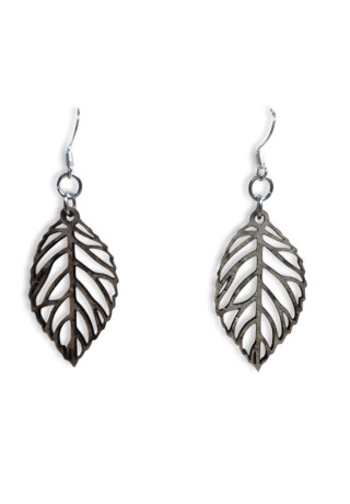 Leaf Laser-Cut Wooden Earrings