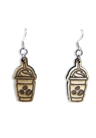 Coffee Cup (Beans) Laser-Cut Wooden Earrings
