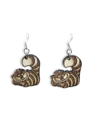 Cheshire Cat Laser-Cut Wooden Earrings