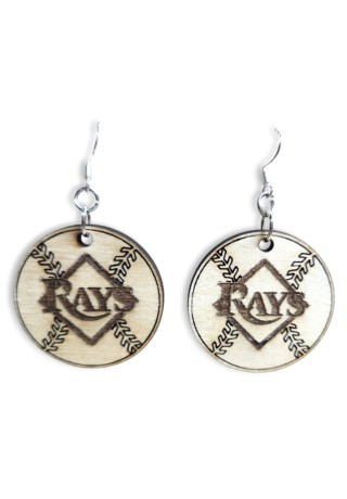 Tampa Bay Rays Baseball Laser-Cut Wooden Earrings