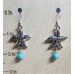 Metal Starfish with Turquoise Bead Earrings