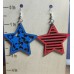 Red and Blue Stars Laser-Cut Wooden Earrings
