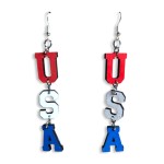 Red, White, and Blue USA Laser-Cut Wooden Earrings