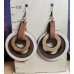Laser Cut Wooden Circle Earrings with Brown Leather Strap