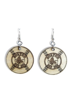 Boston Red Sox Baseball Laser-Cut Wooden Earrings