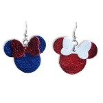 Red & Blue Leather Mouse Ears with Red & White Bows