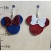 Red & Blue Leather Mouse Ears with Red & White Bows