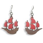 Bucs Pirate Ship Laser Cut Wooden Earrings