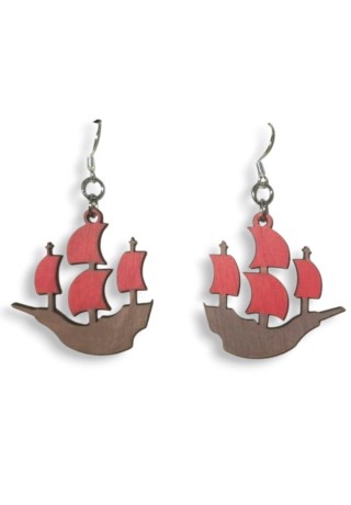 Bucs Pirate Ship Laser Cut Wooden Earrings