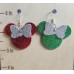 Red & Green Leather Mouse Ears with Silver Leather Bow 