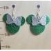 Green Leather Mouse Ears with Silver Leather Bow 