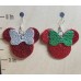 Red Leather Mouse Ears with Silver & Green Leather Bow Red Leather Mouse Ears with Silver & Green Leather Bow