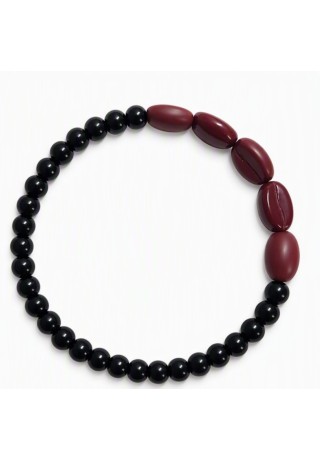 Coffee Bean Bracelet with Black Beads