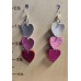 White, Pink, and Dark Pink Medium Leather Dangling Heart Earrings White, Pink, and Dark Pink Medium Leather Dangling Heart Earrings