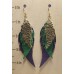 Gold, Green, and Purple Leather Feathers Charms Gold, Green, and Purple Leather Feathers Charms