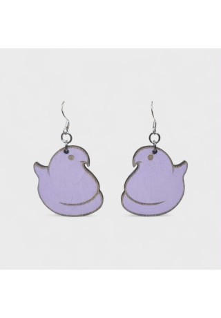 Peep (Large - Purple) Laser-Cut Wooden Earrings