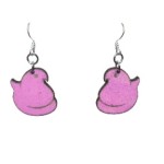 Peep (Small - Pink) Laser-Cut Wooden Earrings